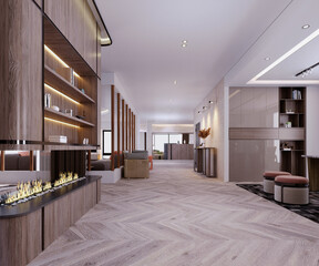 3d rendering,3d illustration, Interior Scene and  Mockup,modern style hallway.