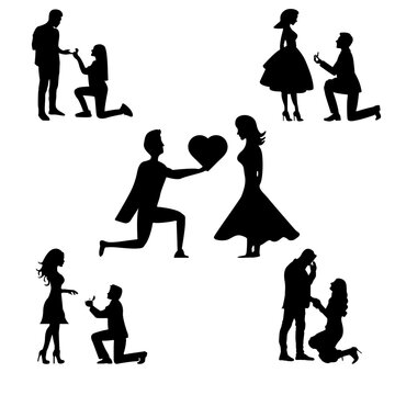 Propose day couple in love silhouette