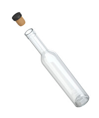 Empty tall glass bottle for water or alcogolic beverages