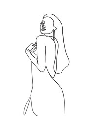Continuous line drawing of woman body illustration