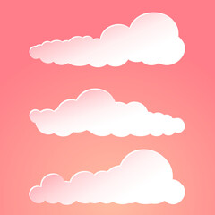 Set of airy different romantic pink clouds, design elements, for wallpapers, postcards, backgrounds,