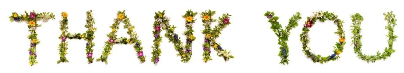 Blooming Flower Letters Building English Text Thank You