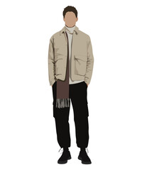 Stylish man in fashionable clothes on a white background. Vector illustration in flat style