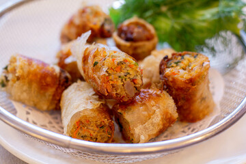 Deep fried spring roll, snack food, Asian food