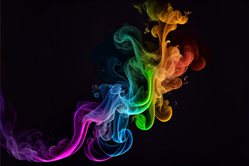 Rainbow colour smoke in black background wallpaper texture