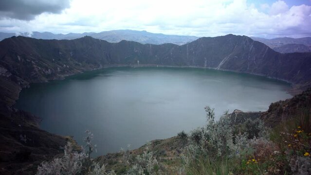Quilotoa volcanic lake in Ecuador in South America