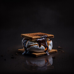 Photo S'mores on black background Food Photography