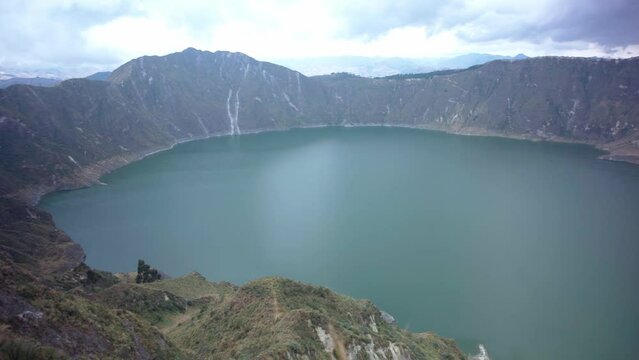 Quilotoa volcanic lake in Ecuador in South America
