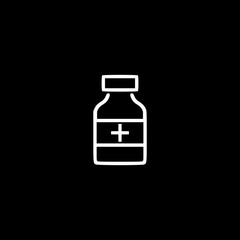 Medicine bottle icon isolated on black