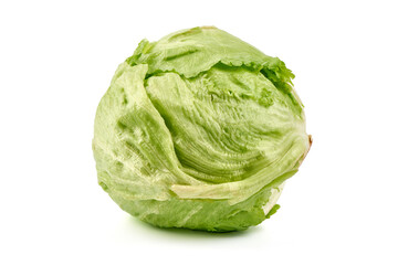 Fresh iceberg lettuce, isolated on white background.