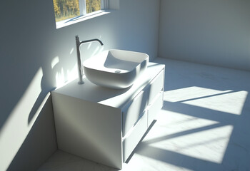 modern white bathroom sink, ai generated