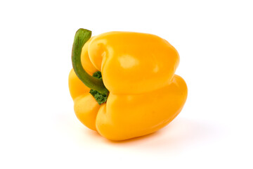 Yellow Bell pepper, isolated on white background.