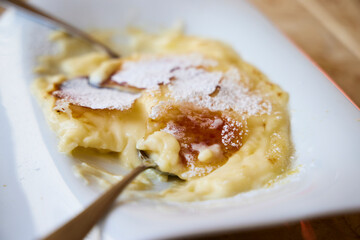 Dessert. Dish with a toasted cream and sugar sweet