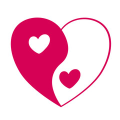 Fototapeta premium Yin Yang heart. Valentine's day. Vector illustration