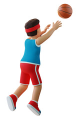 Naklejka premium Basketball player throws the ball - back view. 3D illustration.