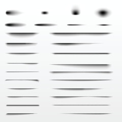 Obraz premium Shadow effect set. Realistic blurred edges shadows of isolated templates. Oval and rectangular drop shadows for any vector objects