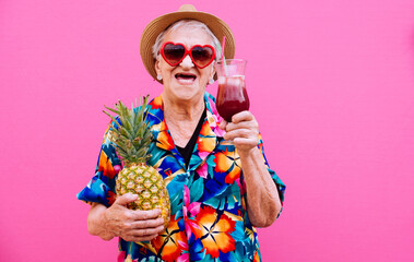 Grandmother portraits on colored backgrounds