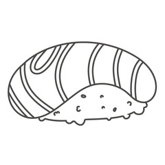 sushi roll with sesame, japanese food. Sushi roll cartoon style icon. isolated on white background. Vector cartoon sushi. Hand draw style sushi rolls.sian food