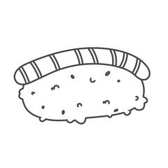 sushi roll with sesame, japanese food. Sushi roll cartoon style icon. isolated on white background. Vector cartoon sushi. Hand draw style sushi rolls.sian food