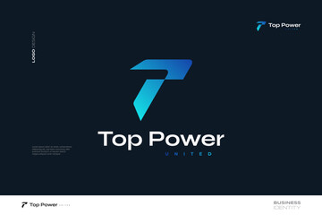Abstract Initial T and P Logo Design in Blue Gradient Style. TP or PT Logo