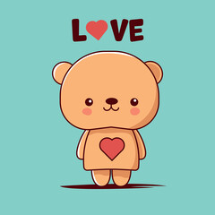 Bear love. Valentine's Day. Hearts Postcard. Cute love