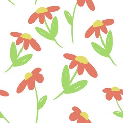 Easter flowers pattern, orange flowers pattern