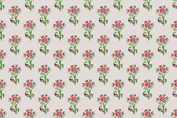 SPRIG FLORAL WITH BLOCK PRINT DETAIL SEAMLESS PATTERN IN EDITABLE VECTOR FILE