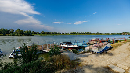 Naklejka na ściany i meble The harbor of Mila 23 in the Danube Delta in Romania