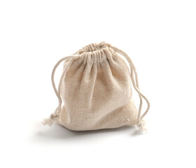 Cloth tied sack isolated on white background