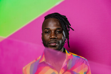 artistic portrait with gel lights