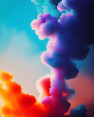 Beautiful Background with Colorful Smoke and Clouds, AI Rendering