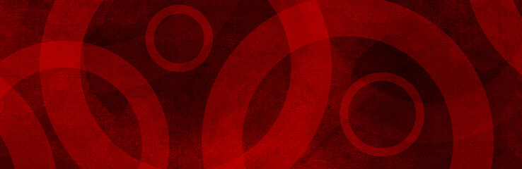 Abstract vintage geometric pattern with grunge paper texture. Red background with white circle rings in faded distressed vintage grunge texture design.