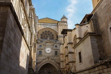 Side gate of Toledo's cathedral of Spain in a sunny day