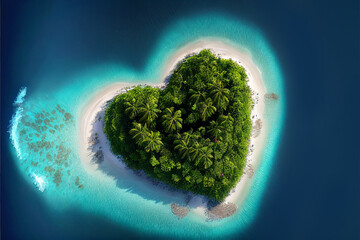 heart shaped tropical island