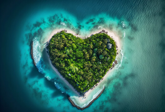 Heart Shaped Tropical Island