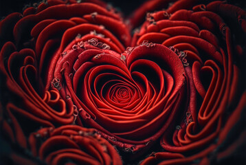 Valentines day, heart from red rose, background illustration.