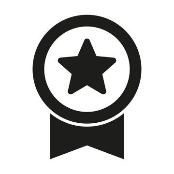 Medal icon. Achieve vector icon. Award illustration sign. Achievement symbol. Ribbon Badge vector illustration.