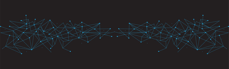 Blue network. Abstract connection on black background. Network technology background with dots and lines for desktop. Ai background. Modern abstract concept. Line background, network technology