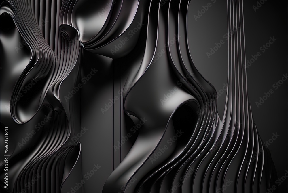 Poster black undulating abstract design background. generative ai