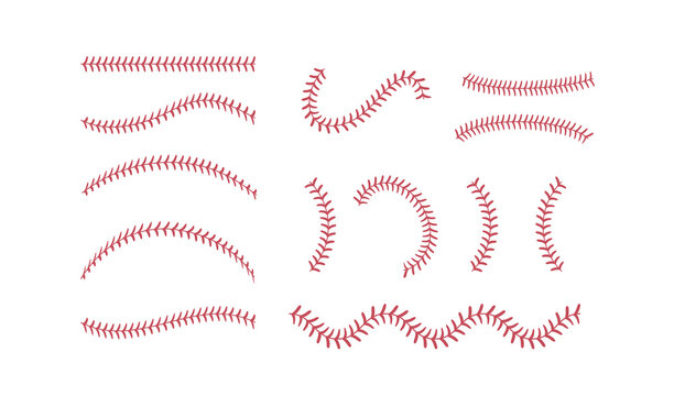Softball Stitches. Softball laces set. Vector illustration