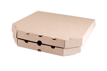Cardboard box for pizza isolated on white background. Clipping circuit included.