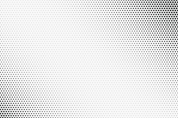 Monochrome Dots Background. Fade Texture. Vintage Pop-art Backdrop. Grunge Black and White Overlay. Vector illustration.