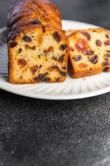 fruit cake dried fruits, nuts meal food snack on the table copy space food background rustic top view