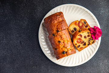 fruit cake dried fruits, nuts meal food snack on the table copy space food background rustic top view