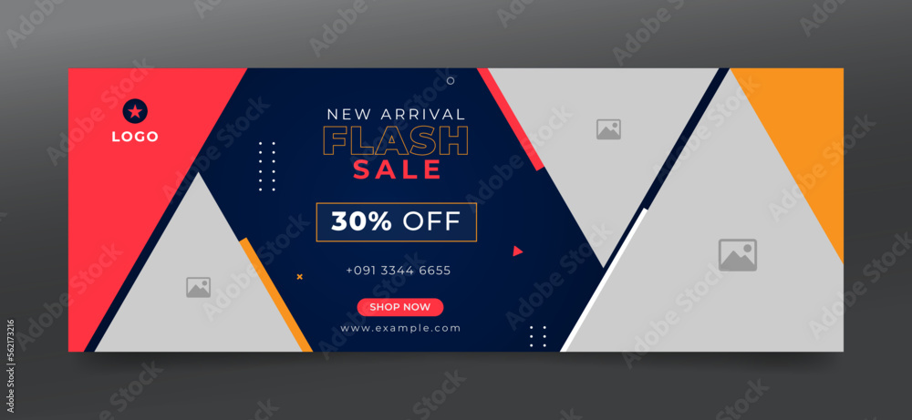 Canvas Prints flash sale facebook cover page timeline web ad banner template with photo place modern layout dark b