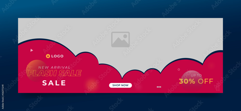 Canvas Prints flash sale facebook cover page timeline web ad banner template with photo place modern layout red ba