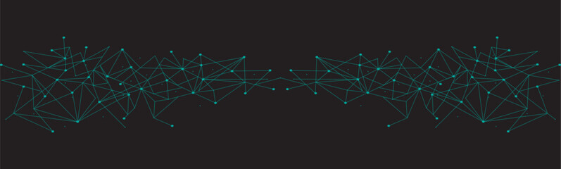 Turquoise network. Abstract connection on black background. Network technology background with dots and lines for desktop. Ai background. Modern abstract concept. Line background, network technology