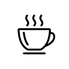 Cup with steaming hot drink icon. Outline symbol of hot coffee and fragrant cappuccino for morning vivacity and graphic design for vector teahouses