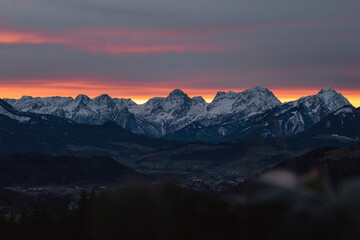 Obraz na płótnie Canvas Sunset in the austrian alps, Pyhrn Priel, Upperaustria