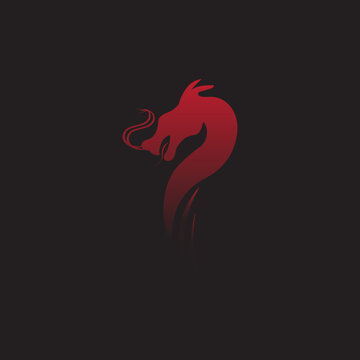 dignified red dragon head, vector logo icon